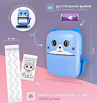 Дитячий портативний термопринтер Bluetooth A8 Cat Printer Type-C синій для друку фото наклейок, фото 4