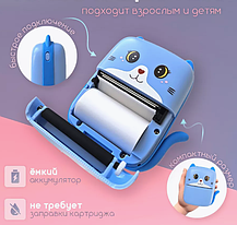 Дитячий портативний термопринтер Bluetooth A8 Cat Printer Type-C синій для друку фото наклейок, фото 5