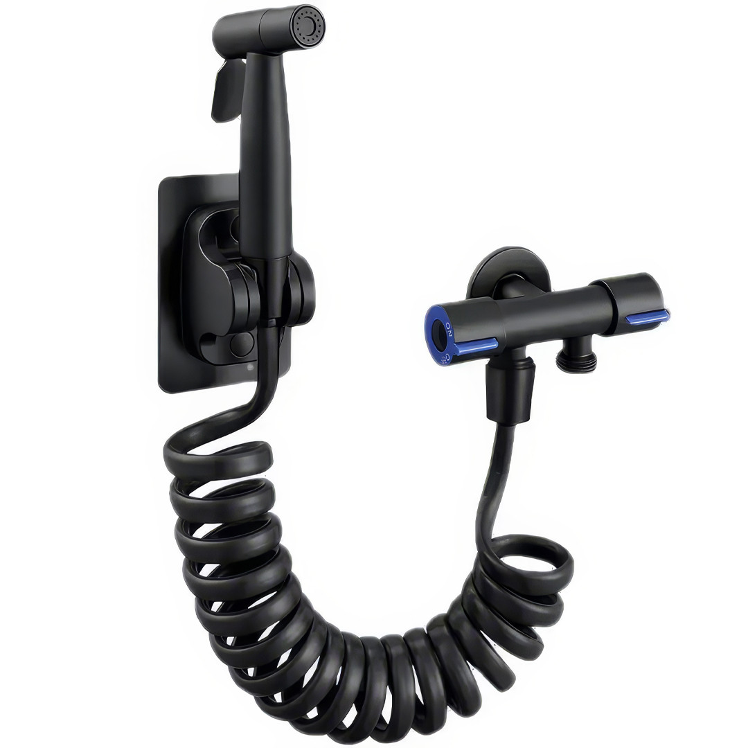 Ручний розпилювач для біде для туалету з нержавіючої сталі з підставкою AND AA22-3 Чорний, фото 1