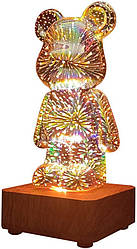 Світильник LED 3D Bearbrick світлодіодний  нічник Ведмедик 23 см USB живлення з кнопками перемикання кольорів