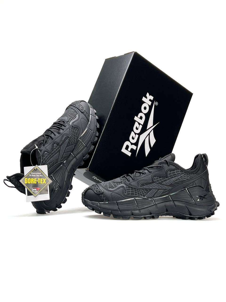 Чоловічі кросівки шкіра текстиль Reebok Zig Kinetica 2.5 Edge Black Grey, кеди Gore-Tex, термо. Чоловіче взуття