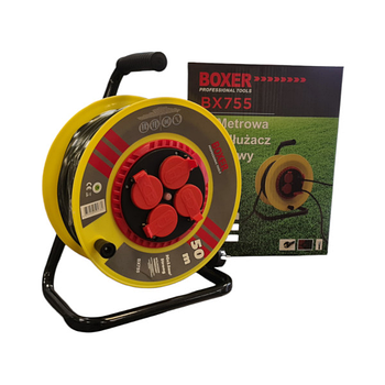 Металевий котушковий електричний подовжувач 50 м Boxer BX-755 подовжувач на котушці