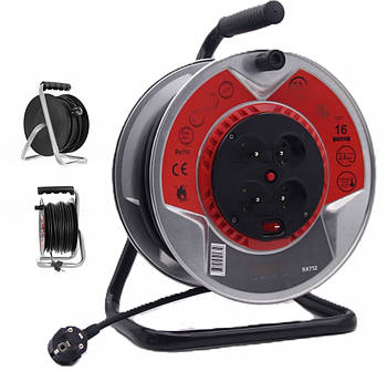 Металевий котушковий електричний подовжувач 50м, 2950Вт Boxer BX-752 подовжувач на котушці