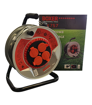 Металевий котушковий електричний подовжувач 50м, 2950Вт Boxer BX-757 подовжувач на котушці
