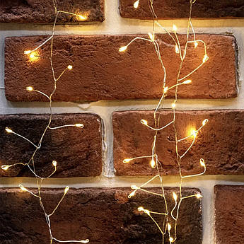 Гірлянда Роса Хвойна лапа 10 метрів | 300 led | Срібний кабель Мішура | Феєрверк