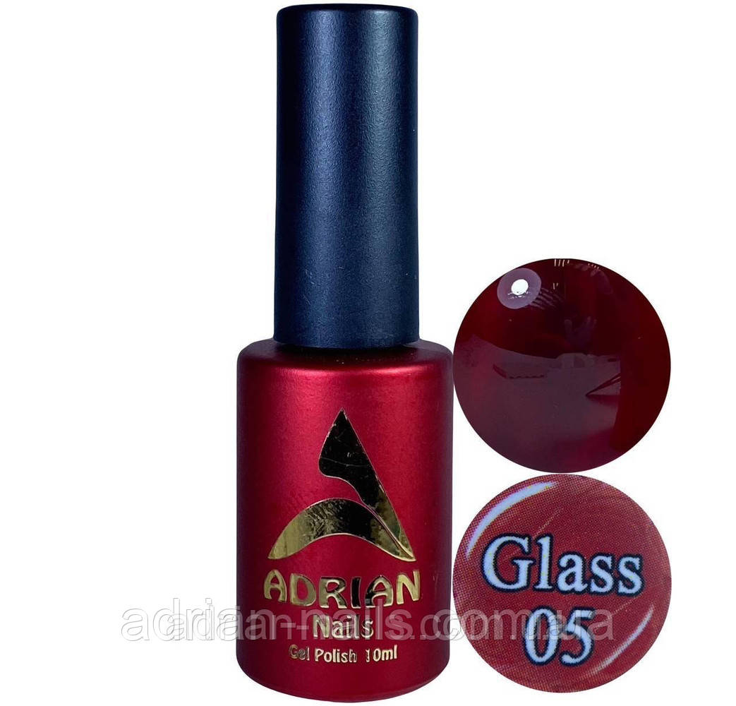 Вітражний гель-лак (Червоний ) Adrian Nails - Glass # 5- 10ml
