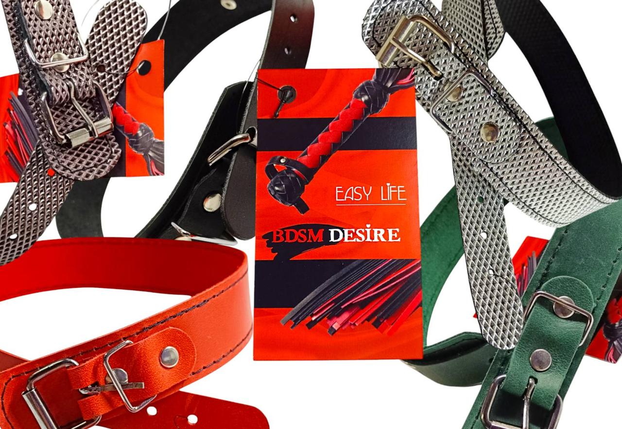 Витончений нашийник із високоякісної натуральної шкіри в кольорі мітпл, фото 1