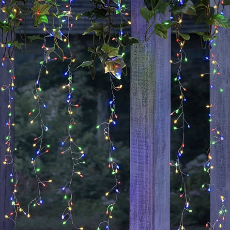 Гірлянда Роса Хвойна лапа 100 метрів | 3000 led | Срібний кабель Мішура | Феєрверк РІЗНОКОЛЬОРОВИЙ