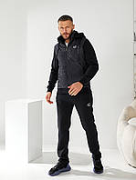Мужской спортивный костюм Armani теплый зимний спорт костюм Армани черный на флисе с капюшоном fms