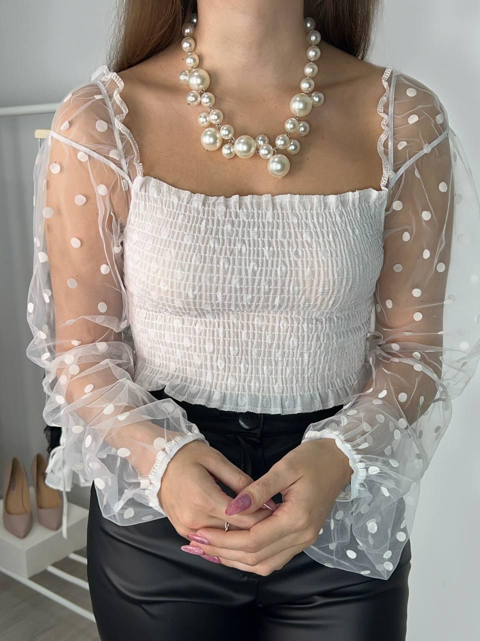 Крута блузочка із сіточки та жатки White