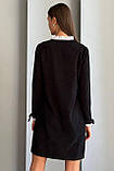 Пряма класична сукня вельветова з мереживним коміром та рукавами 44-50 розміри чорна, фото 3