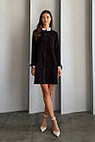 Пряма класична сукня вельветова з мереживним коміром та рукавами 44-50 розміри чорна, фото 4