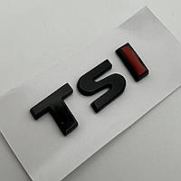 Напис TSI для Volkswagen шильдик табличка емблема на задню частину авто чорний червоний глянець Skoda 50 мм 18 мм