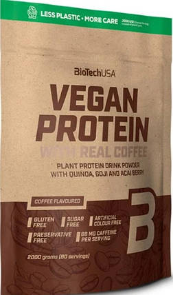 Рослинний протеїн BioTech Vegan Protein 2 kg кава, фото 1