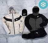 Зимовий спортивний костюм чоловічий Nike Tech Fleece теплий на флісі. Комплект одягу зима 3в1 (костюм+куртка+шапка), фото 2
