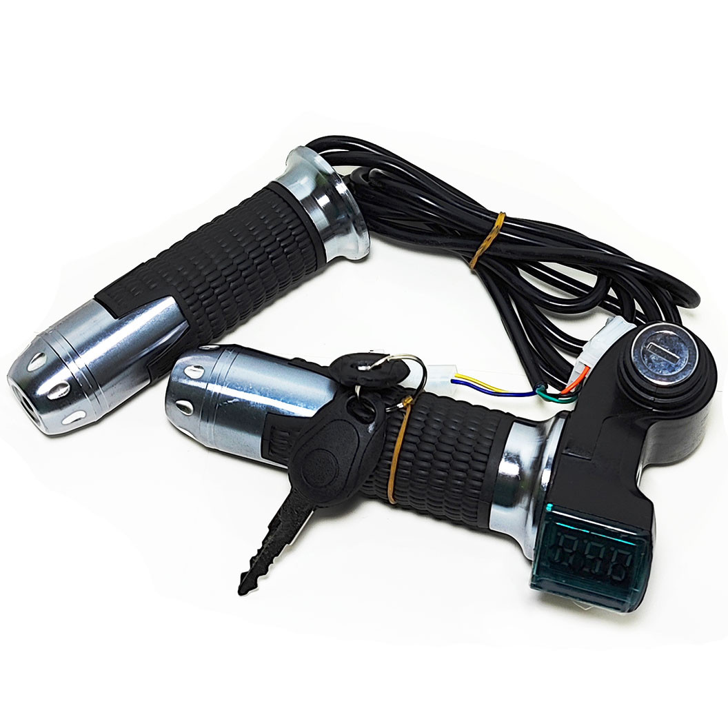 Ручка газу з цифровим вольтметром 0-99 вольтів і замком запалювання сіра вставка