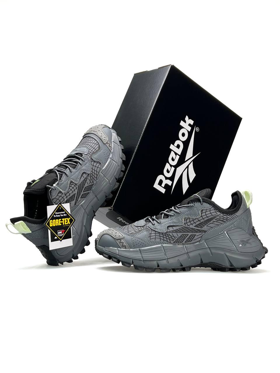 Чоловічі кросівки шкіра текстиль Reebok Zig Kinetica 2.5 Edge Grey, кеди Gore-Tex, термо сірі. Чоловіче взуття