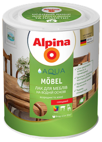 Лак універсальний акрилатний шовковисто-матовий  Alpina Aqua Mobel Прозорий, 2,5 л.