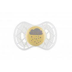 Пустушка Nuvita Air55 Cool 6 міс+, ортодонтична, з ковпачком, LOVE жовто-сірий