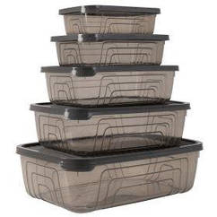 Контейнер пл. HEREVIN Storage Bowl Set-Grey /НАБОР 5 шт /прям./0.35 л (163333-012)