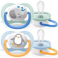Пустушка Avent Ultra Air 0-6 міс, ортодонтична, 2 шт., Animal для хлопчиків