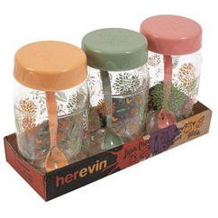 Специалист HEREVIN Decorated Spice Jar Set MIX с ложкой /НАБОР/3х0.370 л (131507-457)