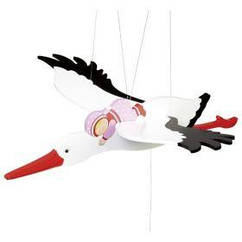 Мобайл дерев'яний goki Лелека з дівчинкою