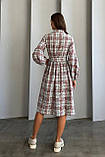 Тепла сукня сорочка в клітинку з поясом 44-50 розміри різні кольори сіра, фото 2