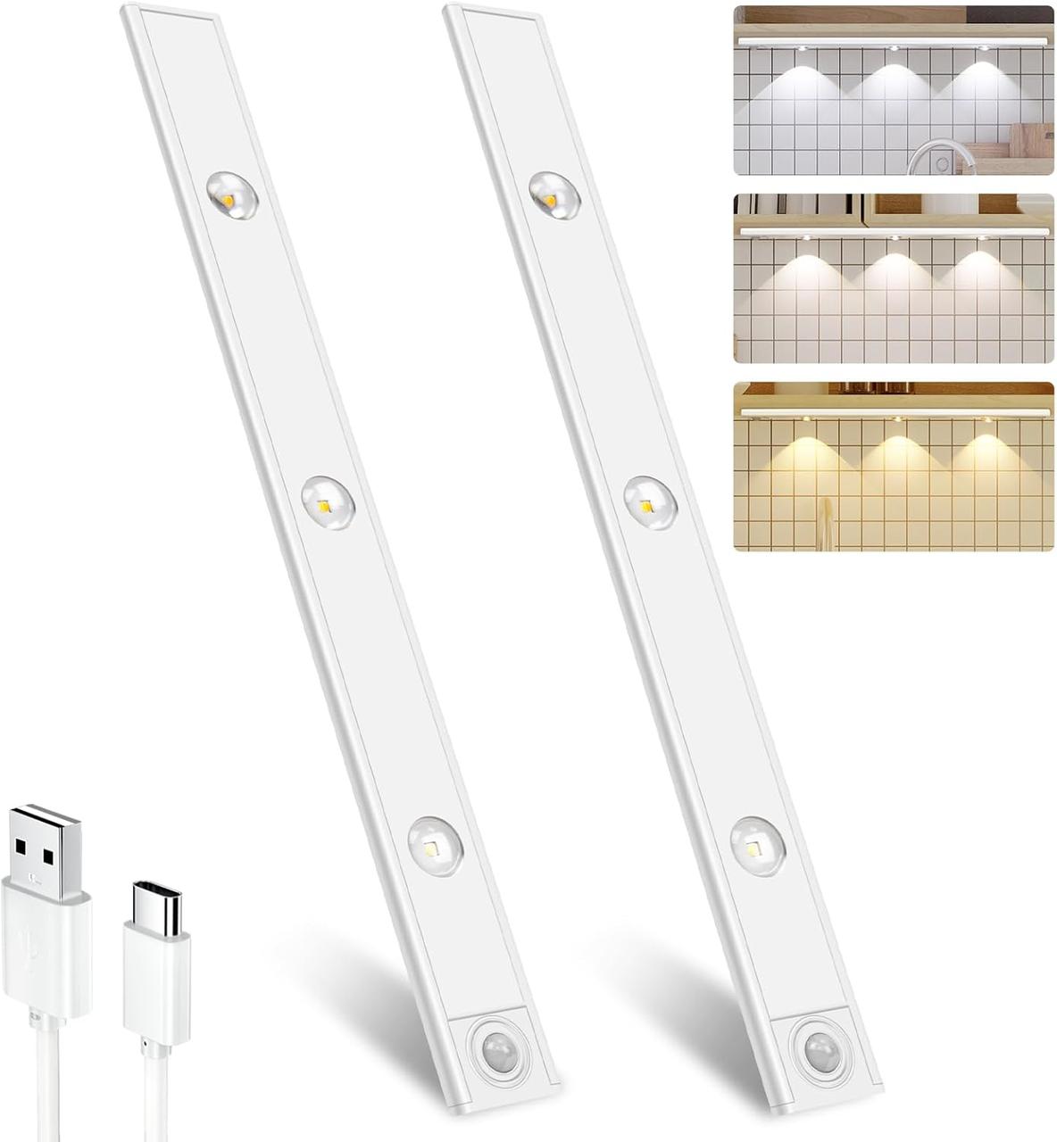 Підсвічування для кухонної шафи, 2 шт., 40 см, 3 режими, датчик руху, підсвічування для кухонної шафи, 2000 мАг, USB-C, фото 1