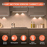 Підсвічування для кухонної шафи, 2 шт., 40 см, 3 режими, датчик руху, підсвічування для кухонної шафи, 2000 мАг, USB-C, фото 3
