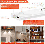 Підсвічування для кухонної шафи, 2 шт., 40 см, 3 режими, датчик руху, підсвічування для кухонної шафи, 2000 мАг, USB-C, фото 4