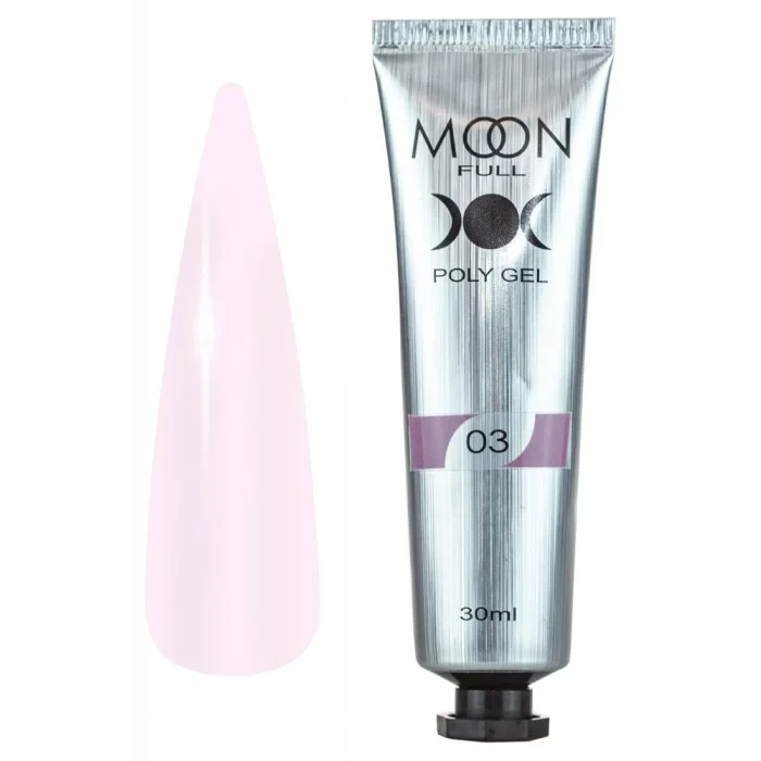 Полігель для нарощування нігтів Moon Full Poly Gel №03, туба 30 мл, ніжно-рожевий
