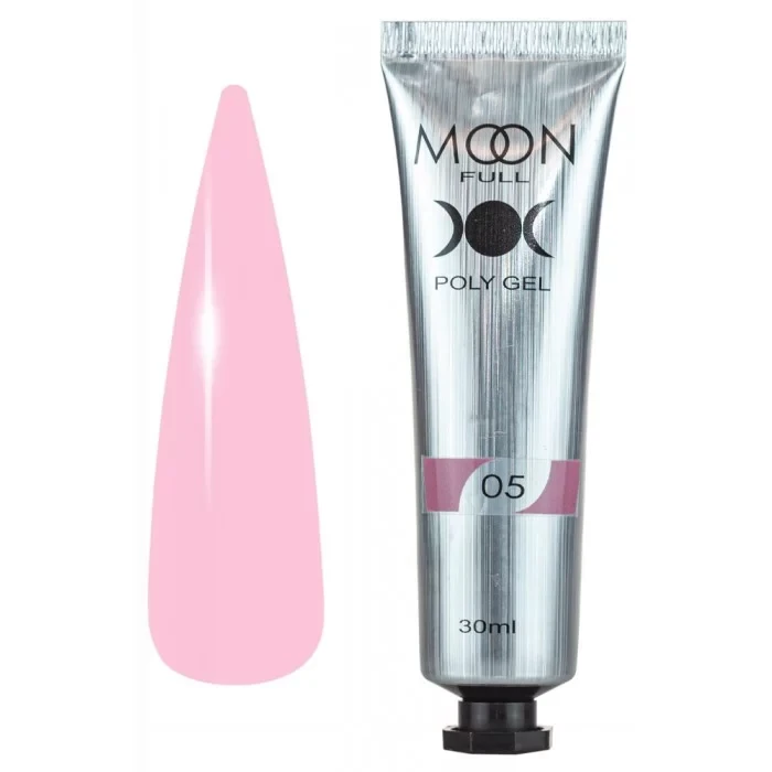 Полігель для нарощування нігтів Moon Full Poly Gel №05, туба 30 мл, рожевий