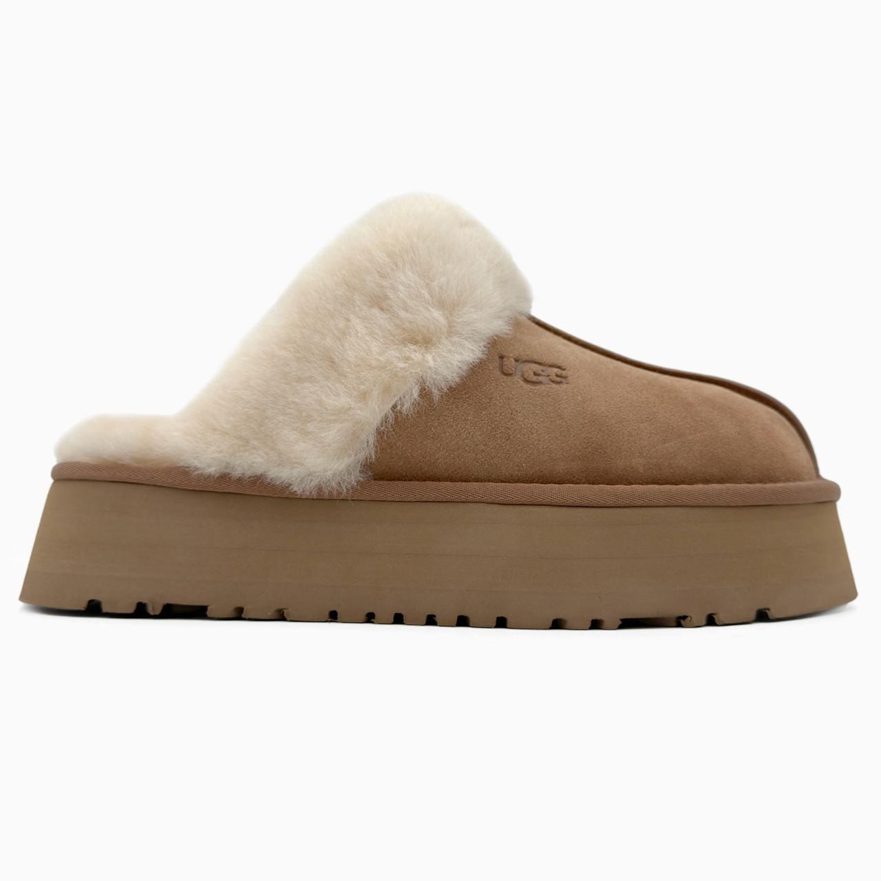 Зимові Жіночі Черевики UGG Disquette Platform Slippers Chestnut | каштанові тапи-чобітки на платформі, розміри 36–40, фото 1