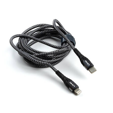 Кабель Type-C-Lightining LDNIO LC112 3A 2м сірий, фото 2