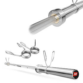 Прямий Гриф Олімпійський для Штанги Hop-Sport 220см (50мм) Хромована сталь. Гриф для силових тренувань