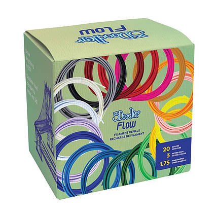 Набір стрижнів для 3D-ручки 3Doodler Flow – МІКС (20 кольорів), фото 1