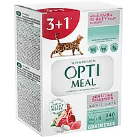 Набір 3+1 Вологий корм для кішок Optimeal Sensitive Digestion Оптиміл сенсетів з ягням та індичкою, 85 гр