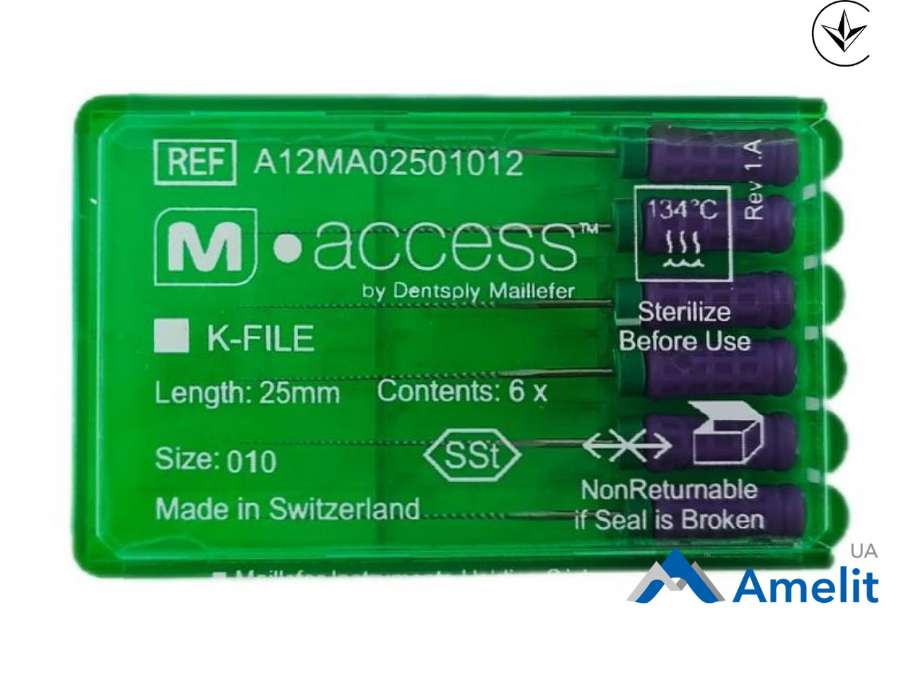 Інструмент ручний K-File M-Access №10, 25 мм (Dentsply Sirona), 6 шт./пак.