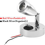 Flaincep 12V LED внутрішнє освітлення точковий світильник для читання регульований вимикач тепле світло, поворот на 360°, фото 3