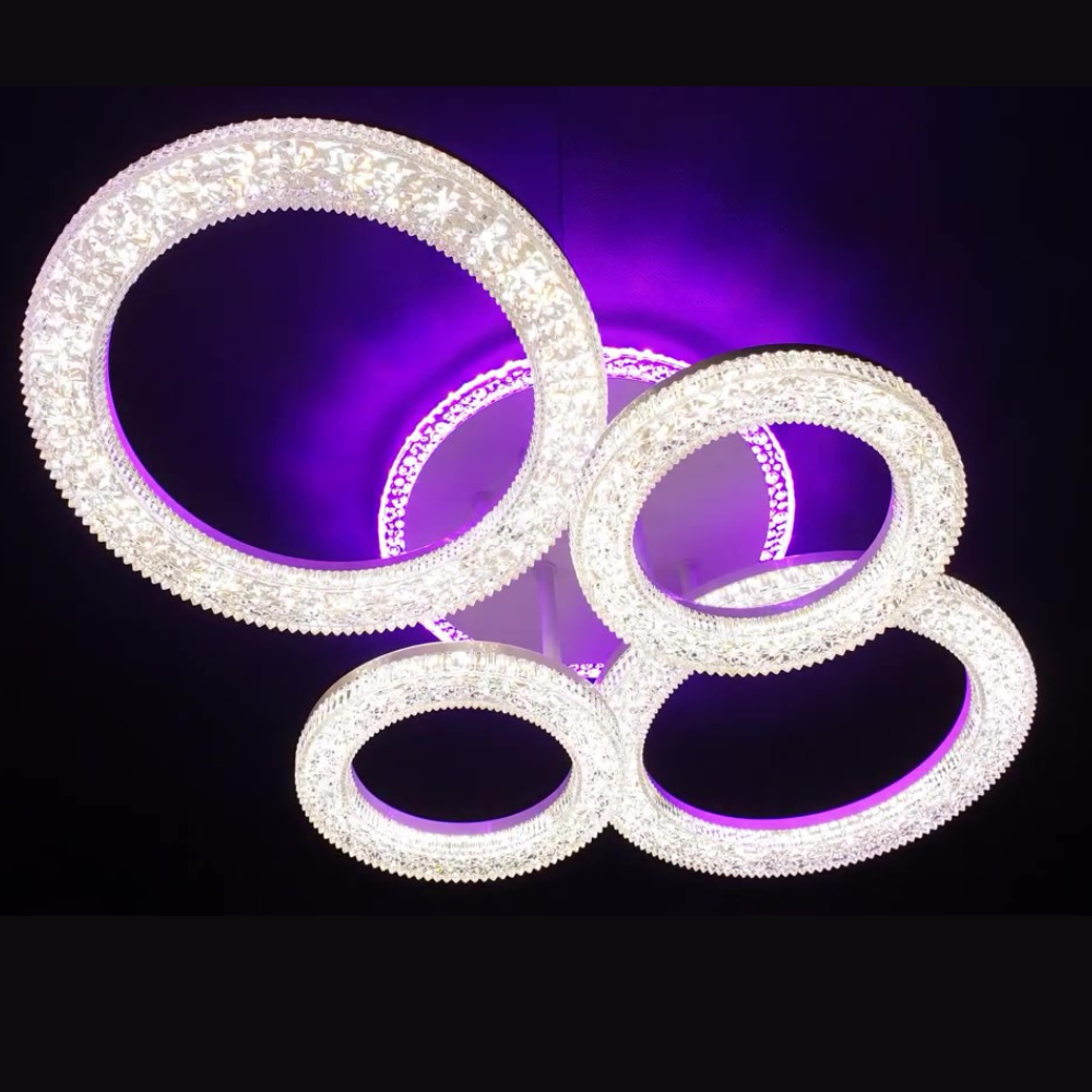 Люстра світлодіодна з пультом у спальню F+Light 130W до 20 м² колір Білий FP 23513-2+2H-RGB, фото 1