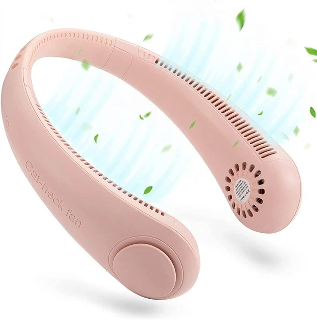 Міні вентилятор на шию акумуляторний A206 (рожевий), фото 1