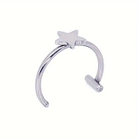 Пірсинг в губу в ніс чорна срежка без проколу обманка з шипами Сріблястий, Із зіркою