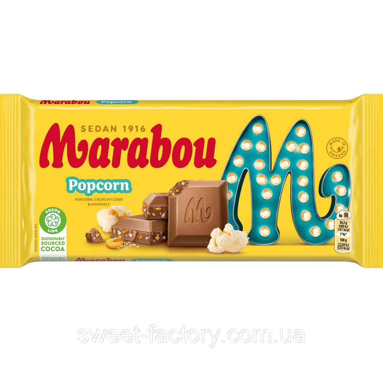 Шоколад Marabou Milk Chocolate Popcorn 185g