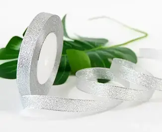 Стрічка парча / 1,2 см / Бунт - 23 метри / Срібний