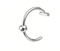 Пірсинг в губу в ніс чорна срежка без проколу обманка з шипами Сріблястий, З кулькою