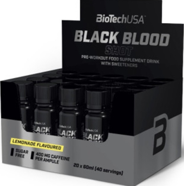 Передтренувальник BioTech Black Blood Shot флакони 20*60мл лимонад, фото 1