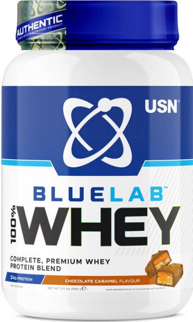 Сироватковий протеїн USN Blue Lab 100% Whey Premium Protein 908г шоколад карамель, фото 1