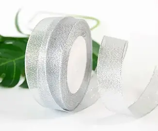 Стрічка парча / 2 см / Бунт - 23 метри / Срібний