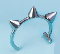 Пірсинг в губу в ніс чорна срежка без проколу обманка з шипами Сріблястий, Із шипами